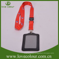 Custom Long Neck Strap Lanyard com couro Business titular do cartão de identificação